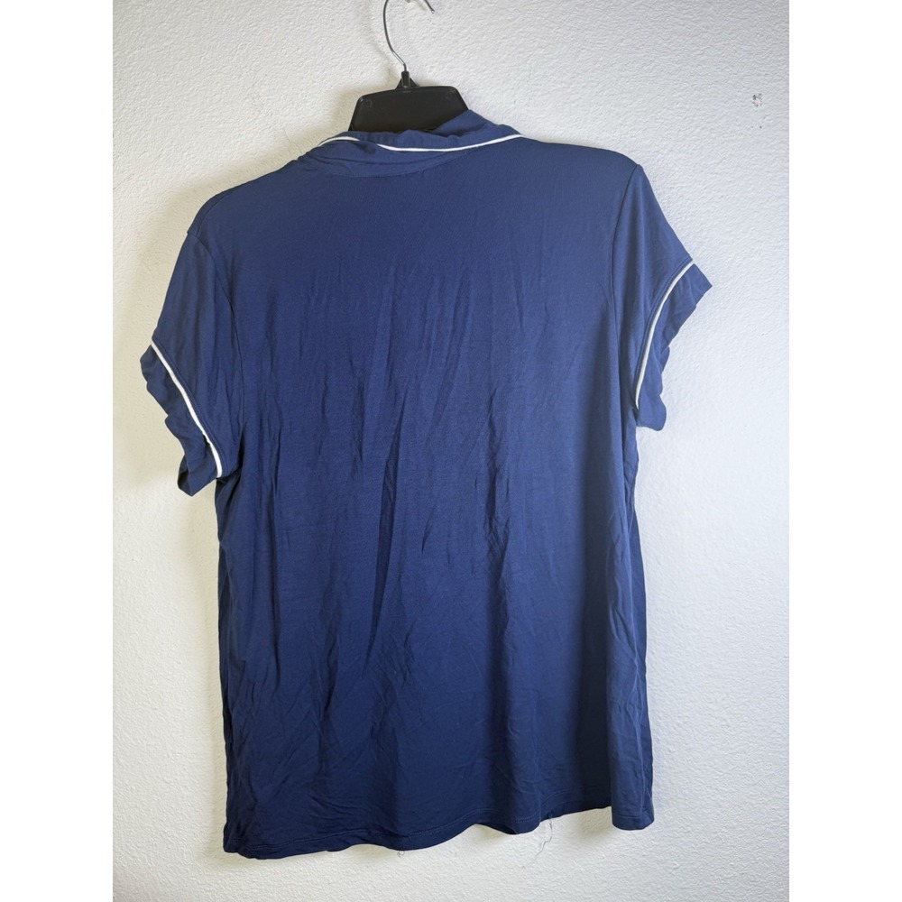 Eberjey Gisele Tencel Modal Relaxed Pajama Top & Crop Pants Set Large Navy Blue - Picture 7 of 7